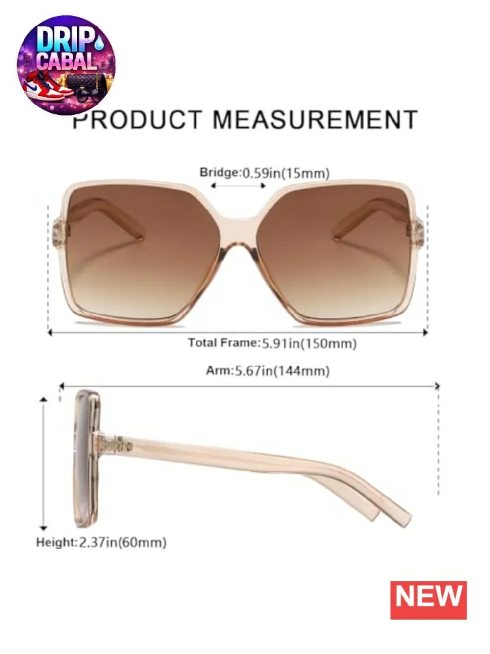 Chic Oversized Square Sunglasses 100% UV Protection for Women